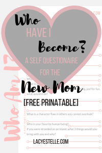 self questionaire for the new mom, who am i